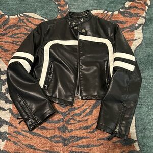 Amazon Black and White Leather Jacket for Women